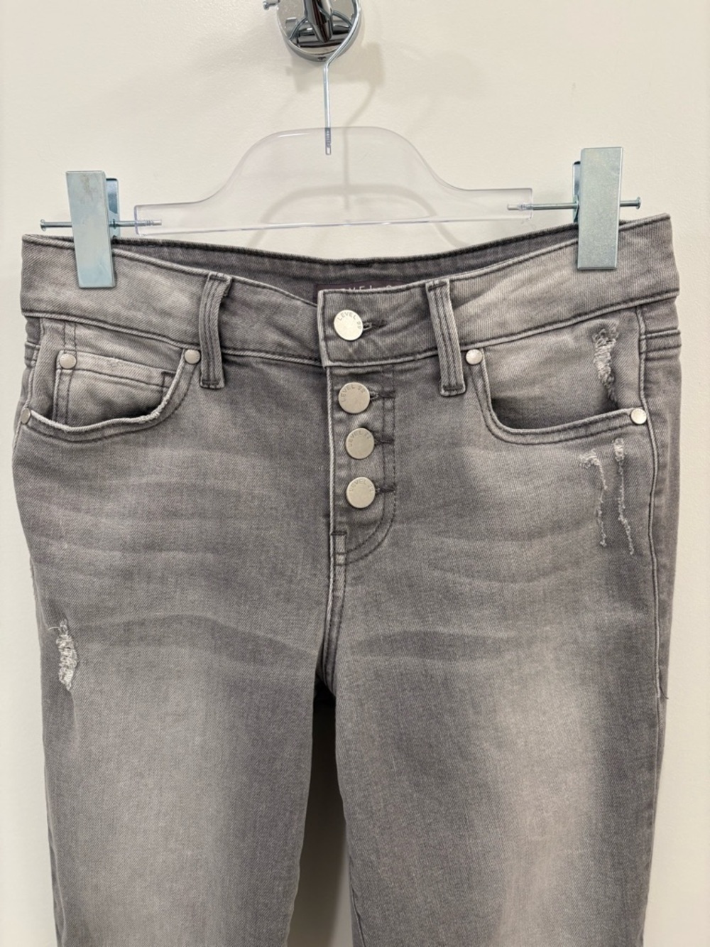 Level 99 Grey Faded Distressed Skinny Ankle Button Fly Jeans Size 26 - Picture 2 of 9